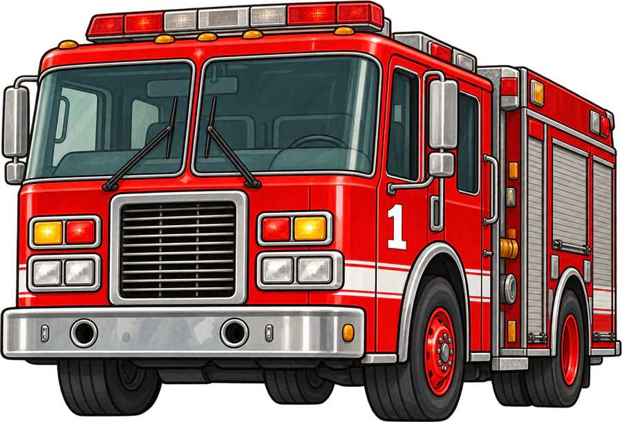 Engine 1, the firehouse's red fire engine