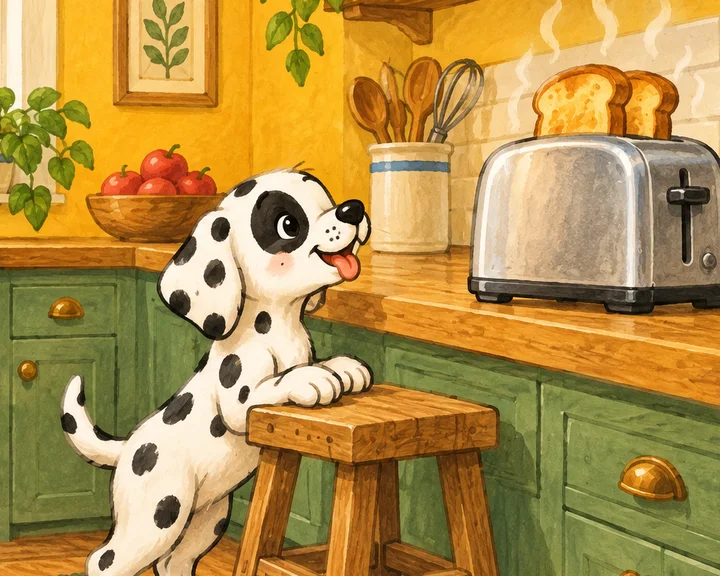 Pepper peeks at the toaster on the counter
