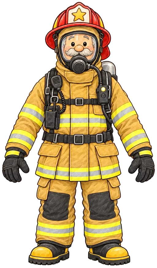 Captain Gus in full turnout gear and air pack