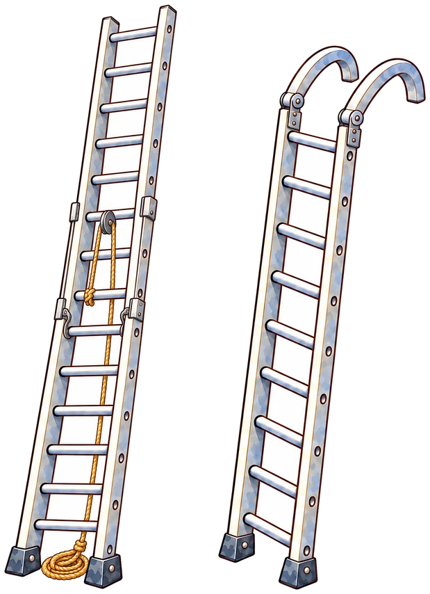 Two ground ladders