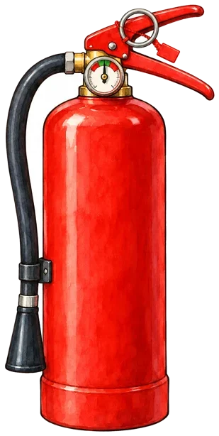 A red fire extinguisher