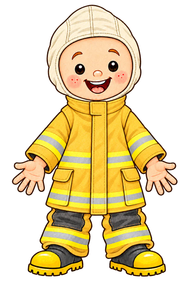 Freddy in boots, pants, hood and coat