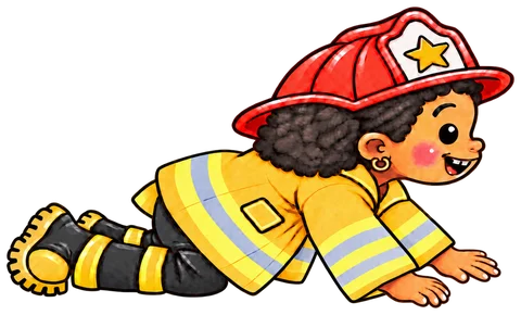 Frieda crawls low in her turnout gear