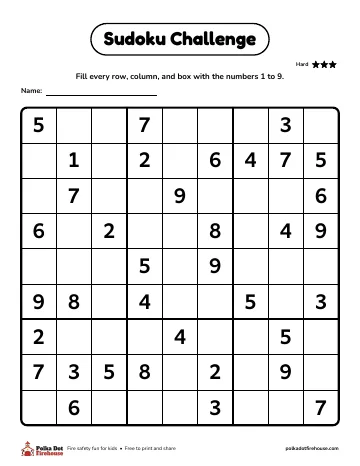 A 9-by-9 number sudoku