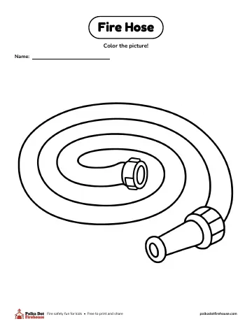 A coiled fire hose with a nozzle