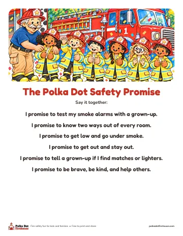 The whole crew above six safety promises to say together